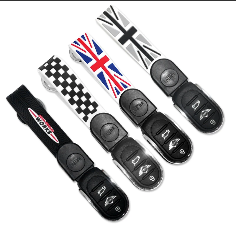 Gtinthebox 1PC  Union Jack Car Key Chain  Soft Silicone Strap with Keychain Ring Key Holder For Mini Cooper F54 F55 F56 F57 F60