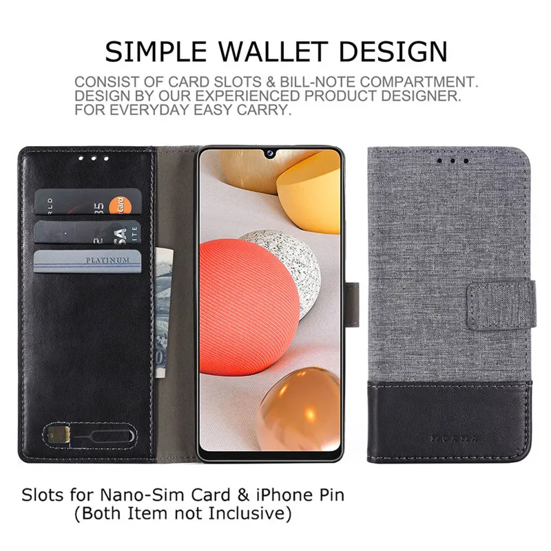 For Samsung Galaxy C9 PRO/C7 PRO/C5 PRO Denim Canvas PU Leather Flip Case Magnetic Cover Stand Wallet Shell Card Slot