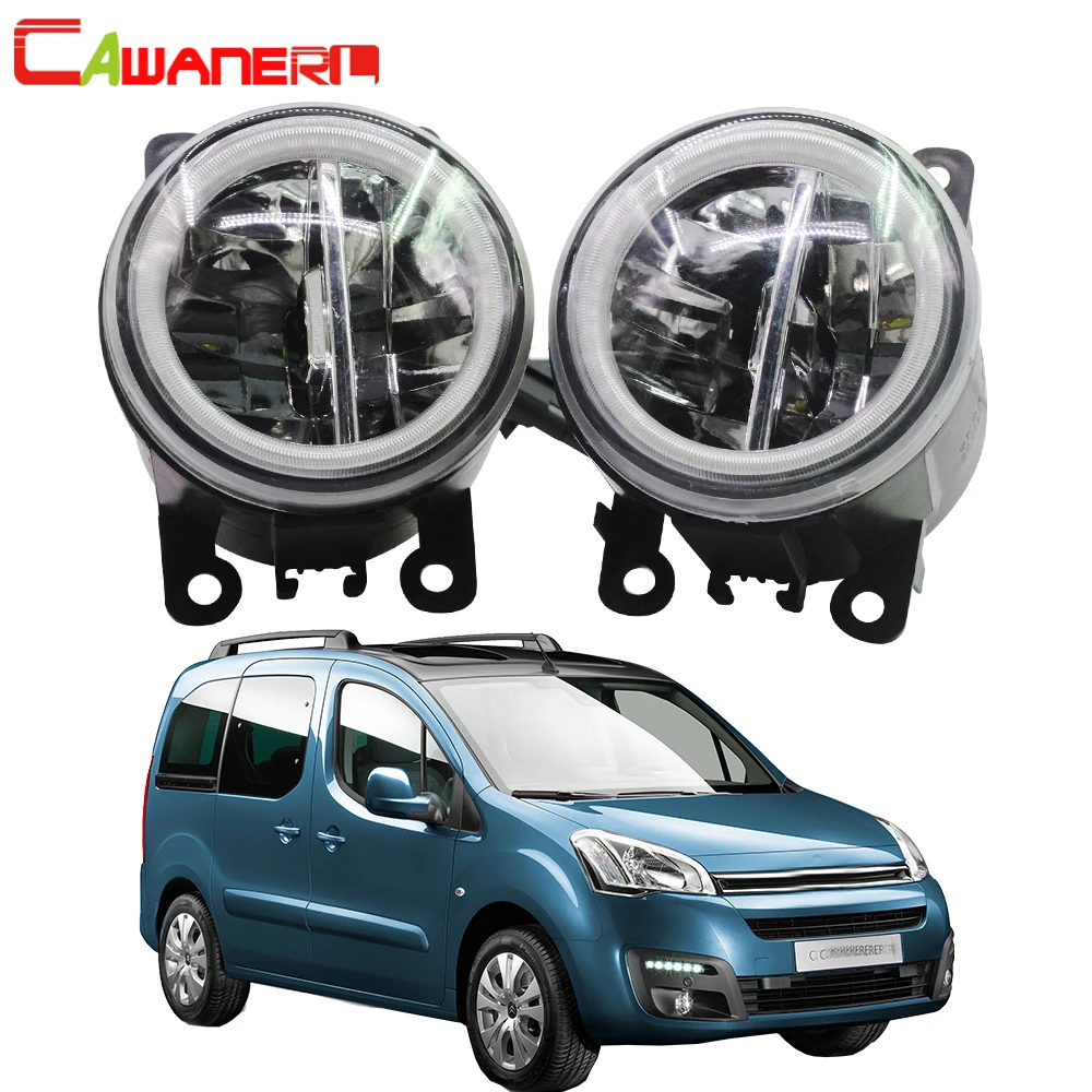 

Cawanerl Car 4000LM H11 LED Fog Light + Angel Eye Daytime Running Light DRL 12V Styling For Citroen Berlingo B9 2012-2015