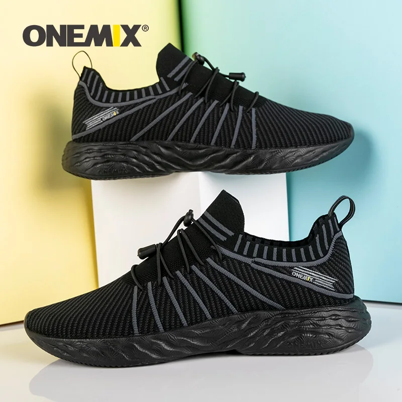 ONEMIX-Zapatillas de correr transpirables para hombre y mujer, calzado deportivo resistente al agua para caminar al aire libre, DMX, color negro,