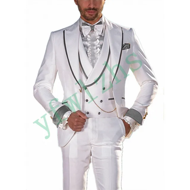 New Arrival One Button Groomsmen Peak Lapel Groom Tuxedos Men Suits Wedding/Prom Best Man Blazer ( Jacket+Pants+Vest+Tie) B07