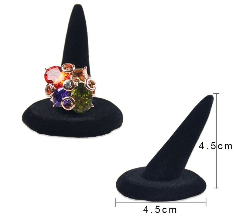 New Black Velvet Finger Cone Fingertip Ring Stand Display Ring Jewelry Display Stand Holder Storage Showcase Jewels Organizer