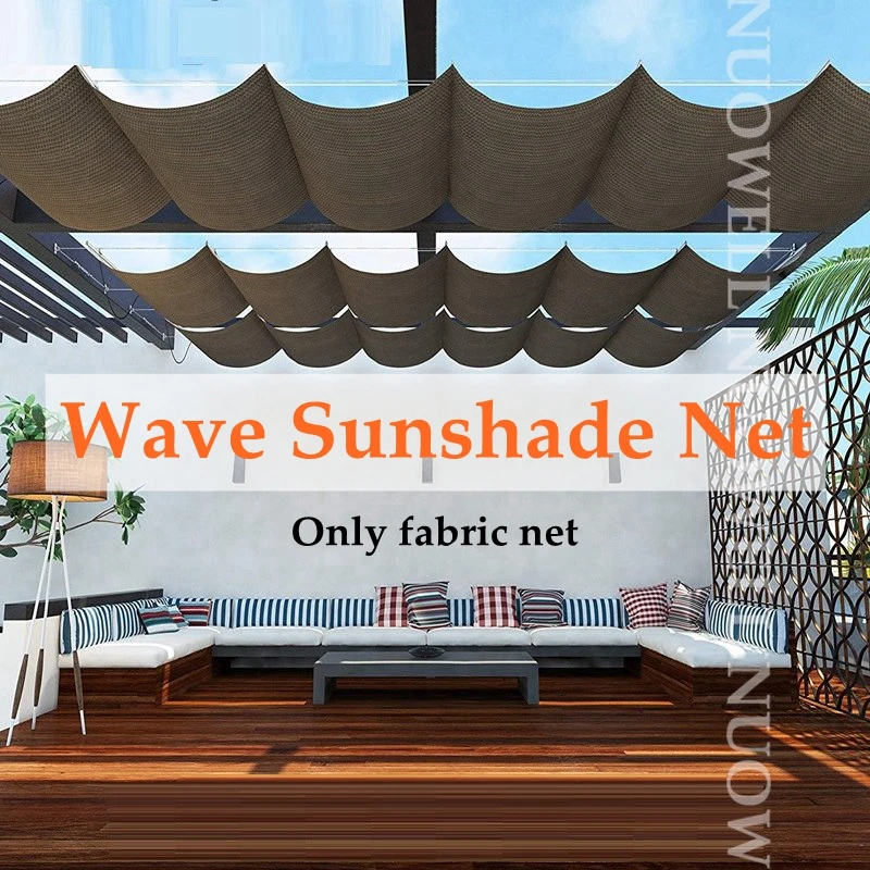 Width 1.2m/1.5m Telescopic Wave Sunshade HDPE Anti-UV Shading Net Customize Home Terrace Balcony Privacy Canopy Shadow