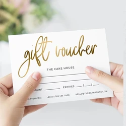 100 pc Custom Gold Gift Voucher/ Gift Certificate / Gift Cards / Shop Voucher /  Personalized Gift Voucher silver color