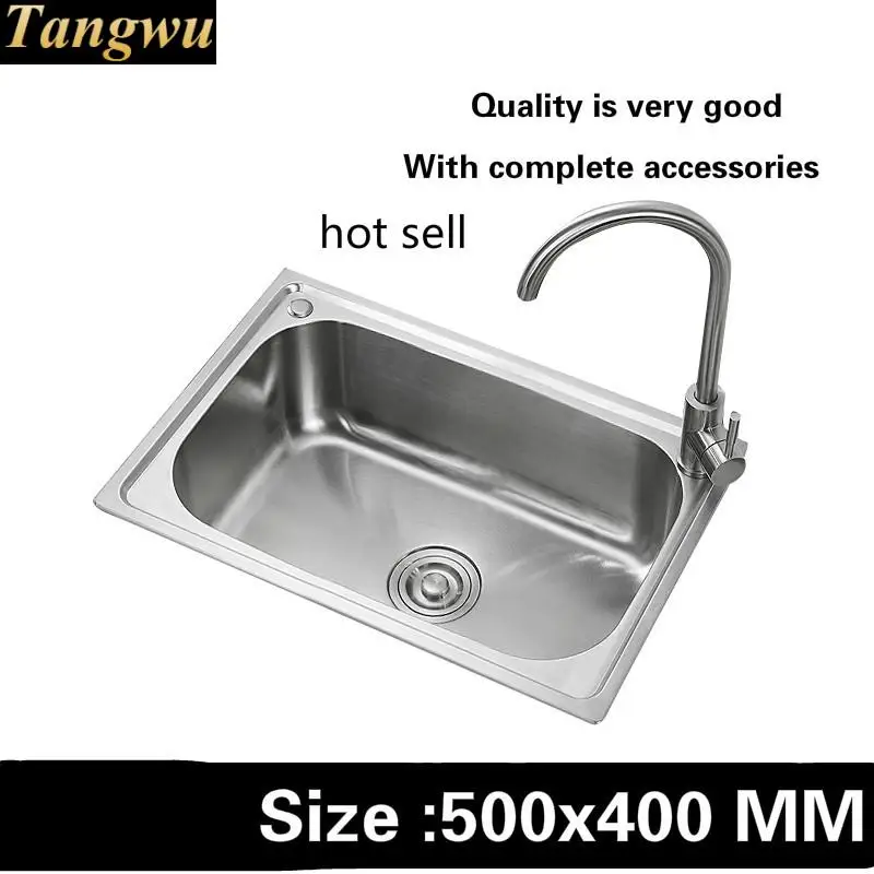 

Free shipping Standard kitchen balcony sink food-grade 304 stainless steel mini single slot hot sell 500x400 MM