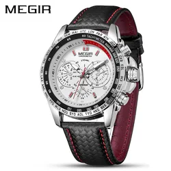 MEGIR orologi da uomo orologio al quarzo di lusso delle migliori marche uomo moda Casual cinturino in pelle orologio quadrante piccolo decorazione orologio sportivo Erkek