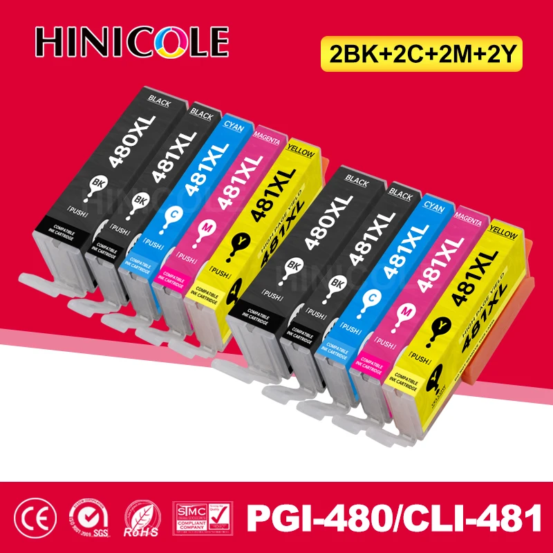 

Hinicole Compatible For Canon 480 481 PGI-480 CLI-481 Ink Cartridge PIXMA TS704 TR7540 TR8540 TS6140 TS9540 TS6240 Printer