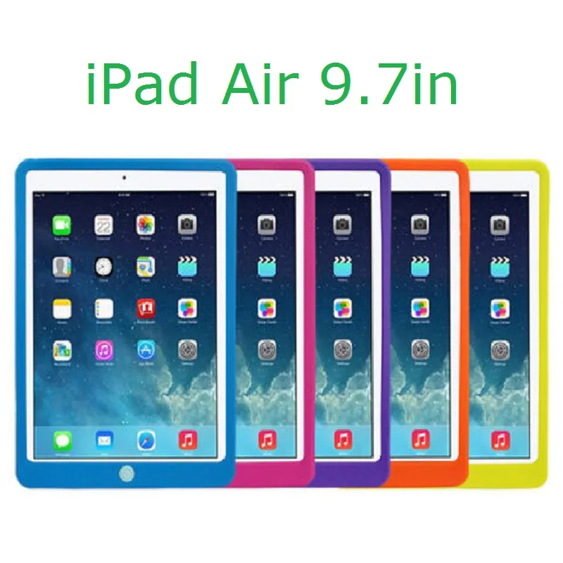 Solid Rubber Protective Coque for iPad Air 1 Silicon Case A1474 A1475 Candy Shockproof Cover for iPad Air 1 Rubber Case 9.7''