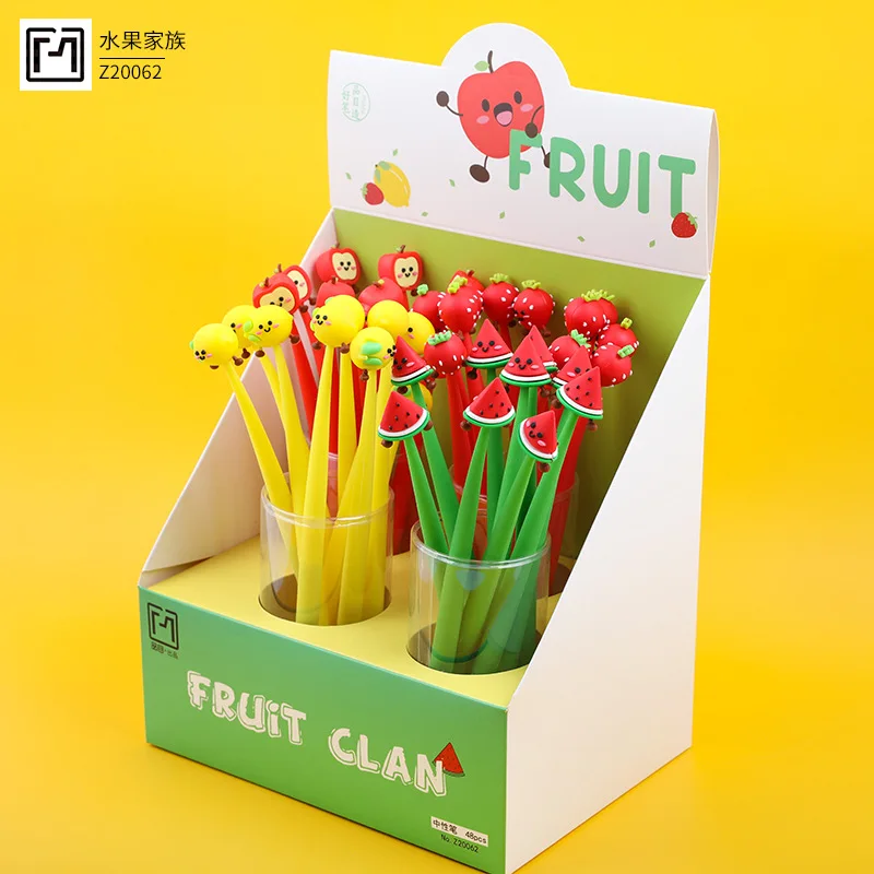 

20pcs New creative cartoon fruit family neutral pen 0.5 small fresh student stationery