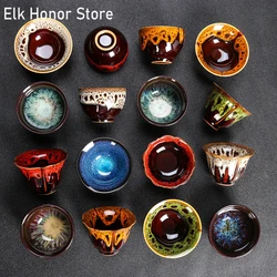 1pc Kiln Change China Ceramic Tea Cup Temmoku Glaze Porcelain Kung Fu Cups Set Pottery Jianzhan Drinkware Tableware Wholesale