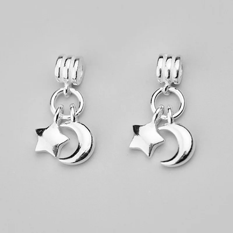 925 Sterling Silver Romantic Moon&Star Charms Simple Design Necklace Silver Pendants DIY Jewelry Components Women Birthday Gift