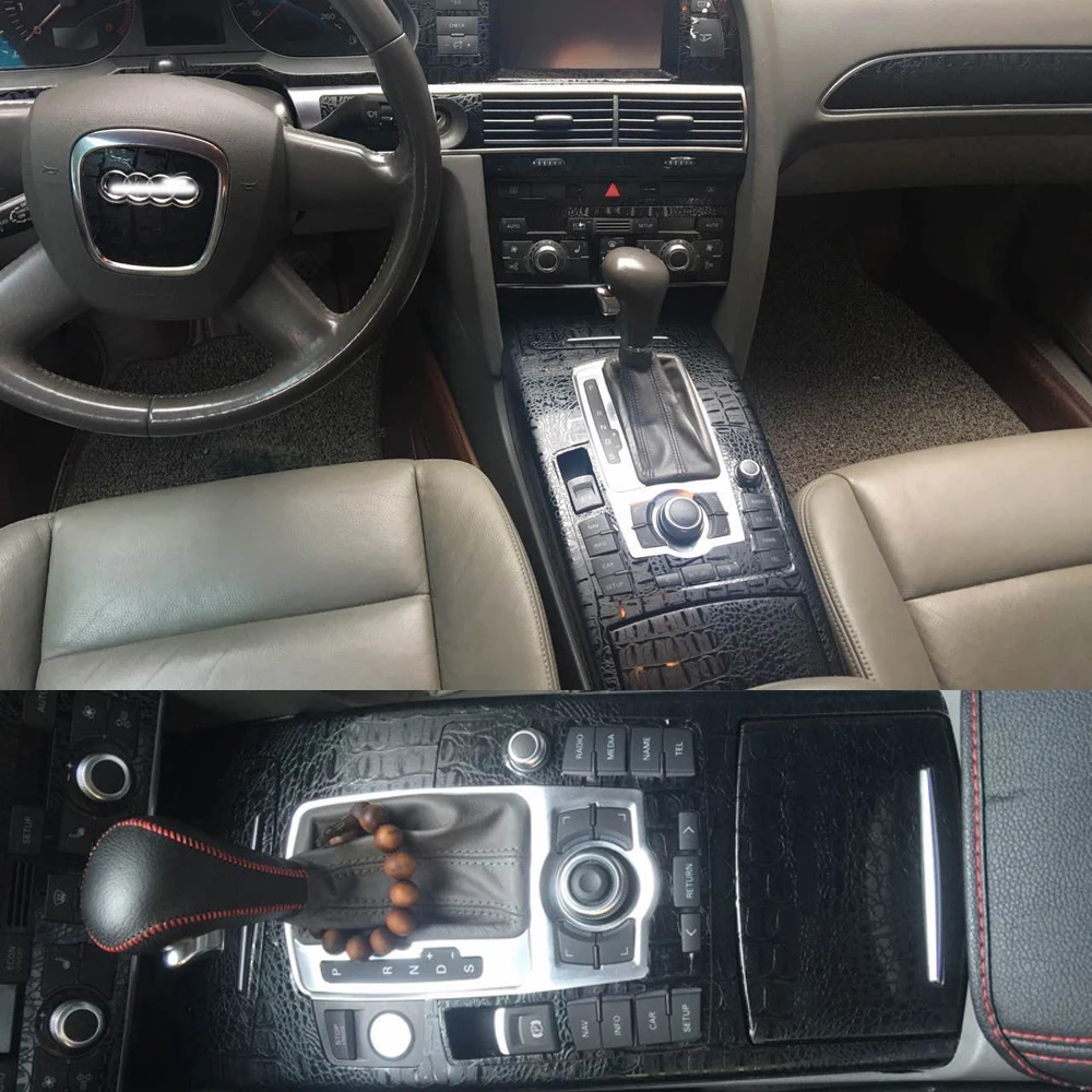 Car-Styling 3D/5D Carbon Fiber Car Interior Center Console Color Change Molding Sticker Decals For Audi A6 C6 2005-2011