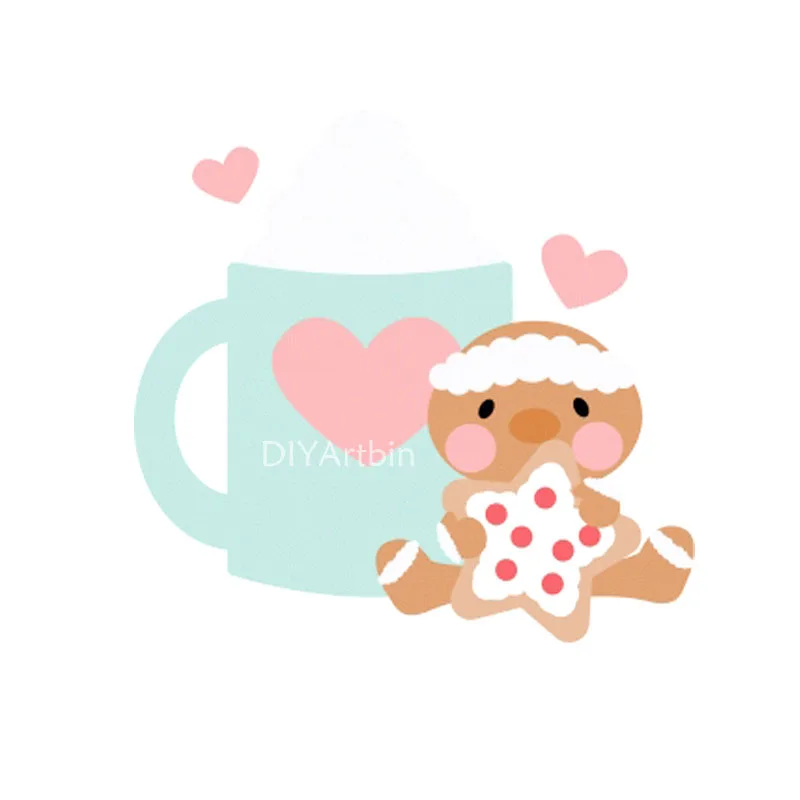 Teacup Gingerbread Valentine Metal Cutting Dies Stencils for DIY Heart Scrapbooking Embossing Birthday Wishes