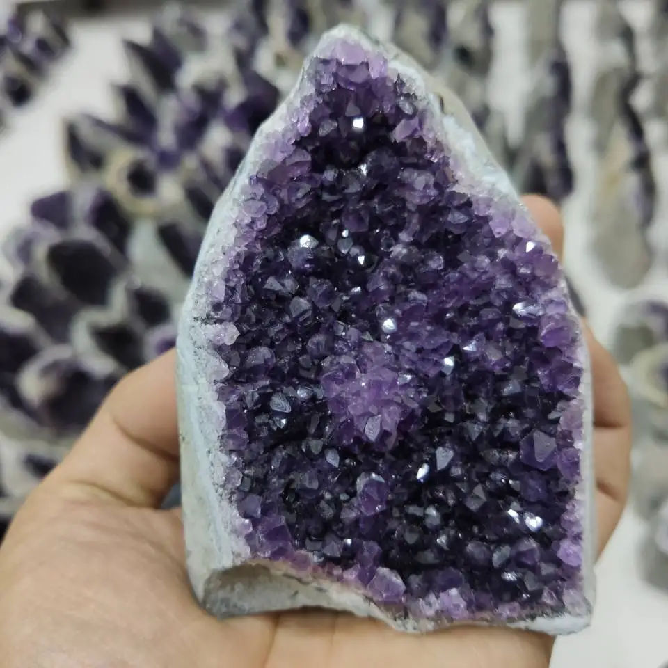 

Dark Purple Amethyst Crystal Cluster Geode Free Standing Specimen, Decor