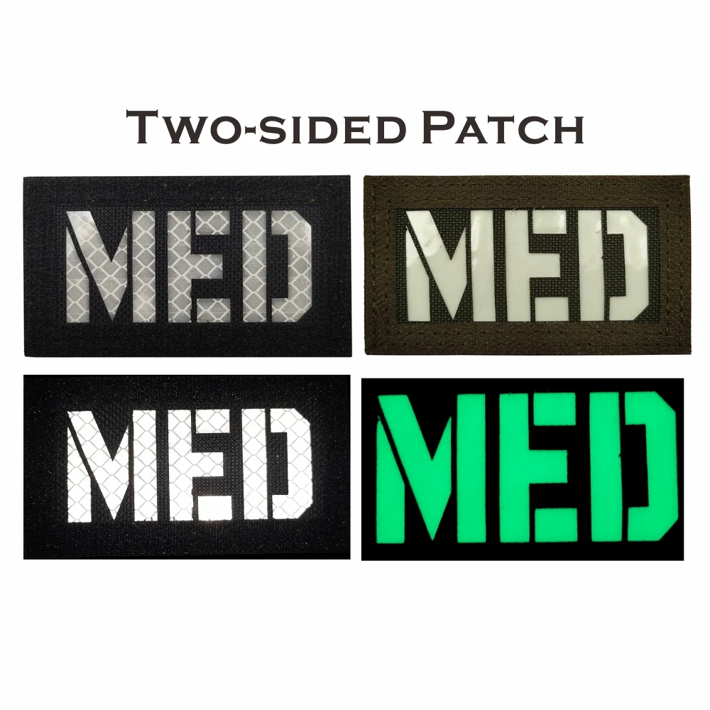 Two Sided MED Patch Military Armband Badge Sticker Applique Embellishment Reflective Glow In Dark Tactical Decorative Patches