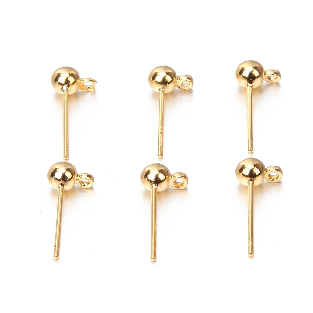 10PCS 18K Gold Plating Ear Studs Superior Quality  for Jewelry Making Diy Earrings Supplies Silver Needle Brass Accessories