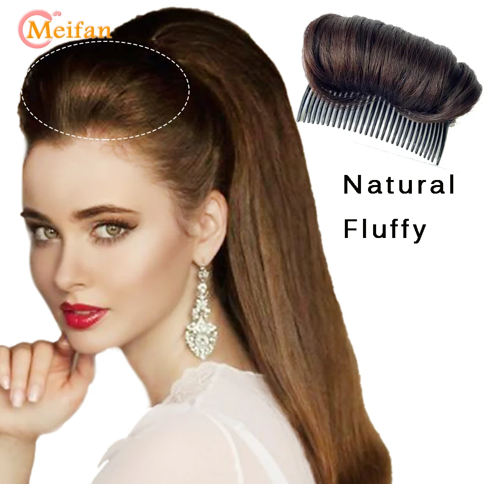 MEIFAN-esponjoso de pelo sintético negro y marrón para mujer, peines para el cabello, adornos, fabricante de moños, trenza, herramienta de