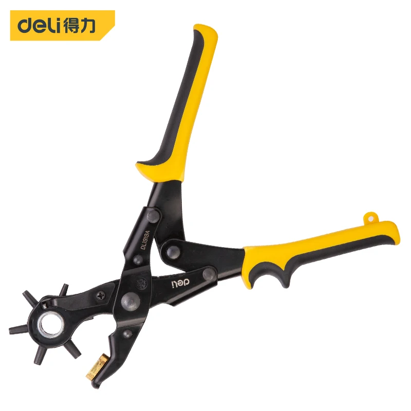 

deli Puncher Belt Leather Belt Hole Punch Plier Eyelet Revolve Sewing Machine Bag Setter Tool Watchband Household Strap DIY