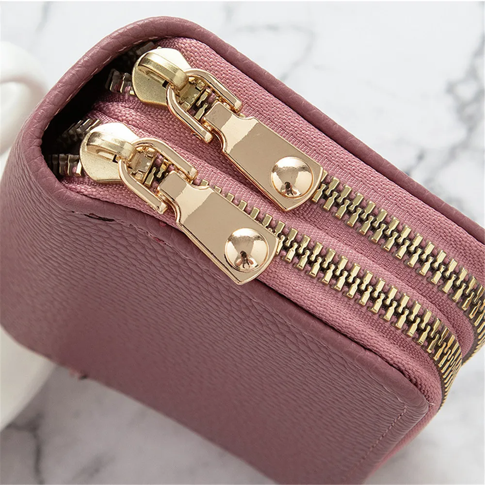 Fashion Pu Leather Zipper Wallet For Women Clutch Bag Card Holder Female Folding Small Coin Purse Money Change Pouch Key Storage