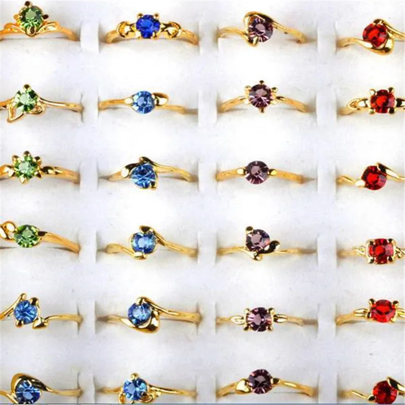 20pcs Wholesale Jewelry lots Mixed Colors Zircon Crystal Rhinestone   Rings Women\'s Ring