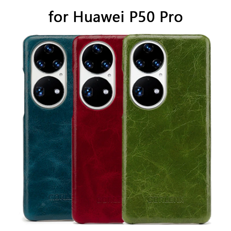 

New Arrival Genuine Leather Cover Case for Huawei P50 Pro Luxury Cow Leather Phone Shell Bag for Huawei P50Pro funda skin p50pro