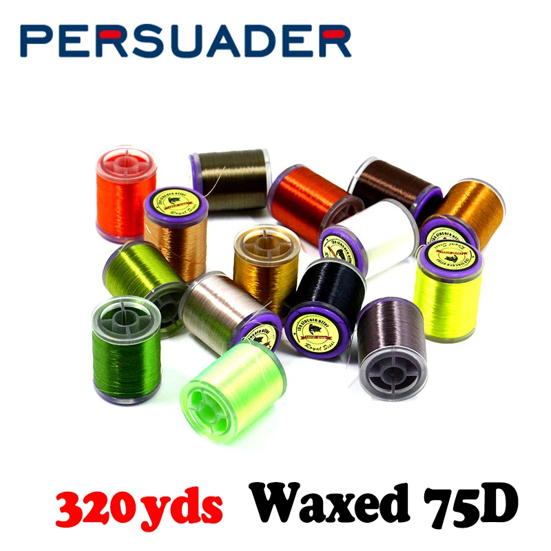 

PERSUADER 1spool 320yards high tensile waxed 8/0 fly tying thread 15optional colors lightly twisted 75Denir spooled tying thread