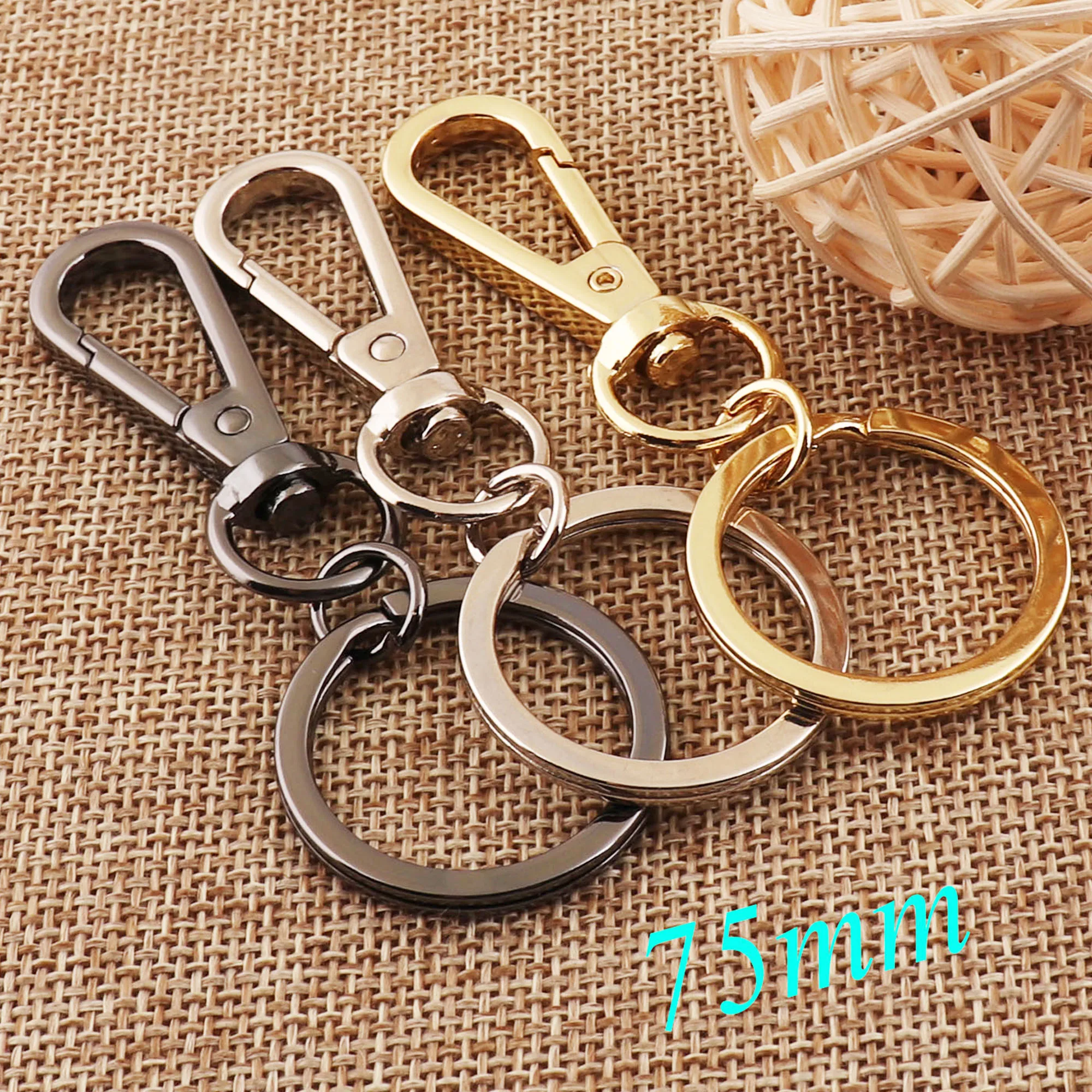 

Lobster Swivel Clasps KeyChain Gold/Silver/Gunmetal Key Chain Parrot Hook KeyChains Snap Metal Charm Push Clasp-75mm