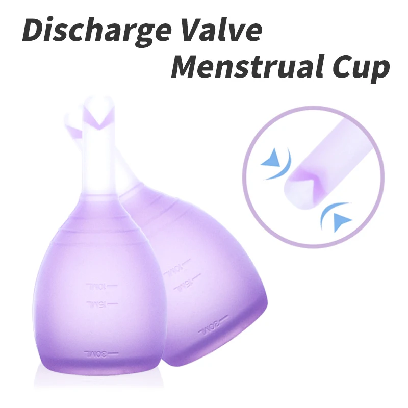 Menstrual Cup Medical Silicone Menstrual Cup Lady Discharge Valve Menstrual Cup Feminine Hygiene Copa Menstrual Women Period Cup