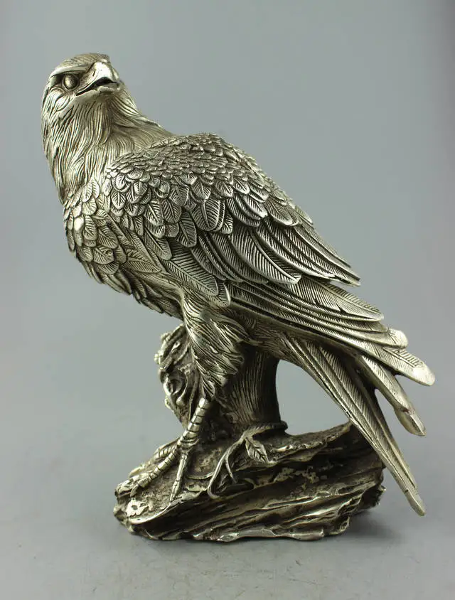 decoration bronze factory outlets Tibet Silver  Collectible Decorated Old Handwork Tibet Silver Carve Eagle On & Statue