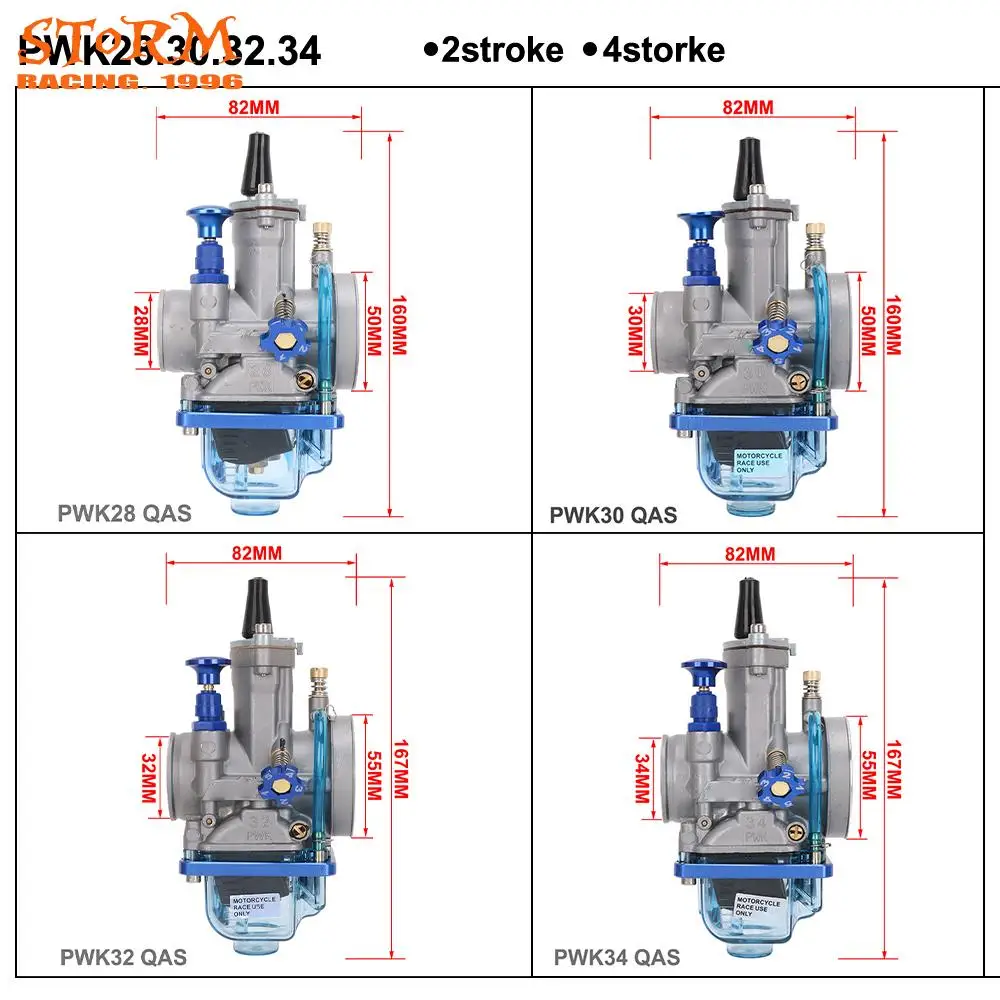 Universal For KOSO PWK 28 30 32 34 2T 4T For Keihin Mikuni Carburetor Carburador With Power Jet For Yamaha Suzuki Honda 75-250cc