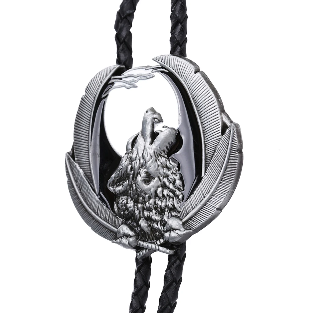 

New animal eagle wolf shirt leather rope bolo tie western cowboy bolo tie