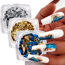 1 Box Nail Art Sticker Colorful Irregular Foils Paper Gold 3D Flakies DIY Nail Art Decorations