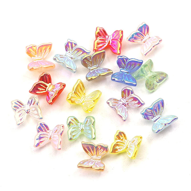 30/100Pcs Nail Art  Accessories Resin Butterfly Aurora Smart Color Holographic  Fashion 3D Fingernail DIY Decoration