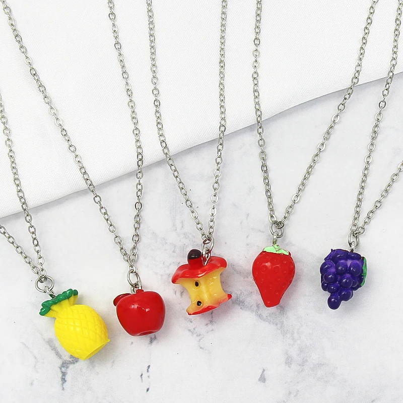 Apple pineapple grape strawberry peach Fashionable fruit Pendant Necklace Cabbage radish pepper vegetable Necklace