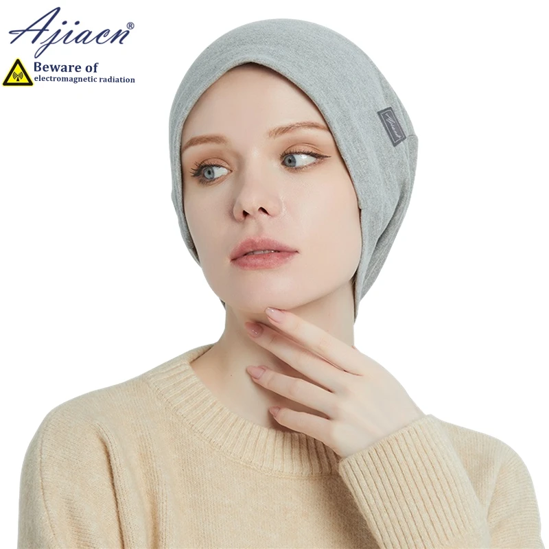 Genuine anti-radiation 100% silver fiber lining knitted hat monitoring room Electromagnetic radiation shielding knitted hat