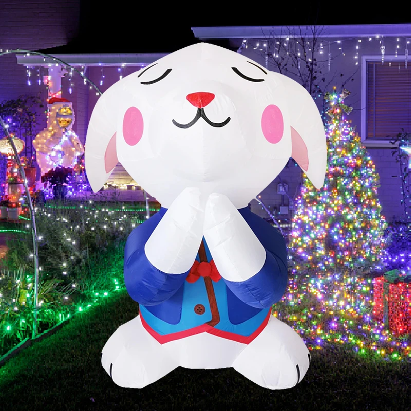 6 Ft Ostern Aufblasbare Dekoration Beten Bunny Blow Up Hof Dekoration Abstand mit Led-leuchten Gebaut-in Party Urlaub garten