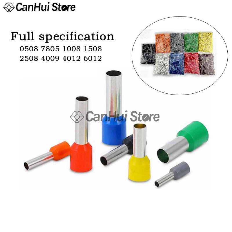 100pcs Insulated Ferrules Crimp Terminator cold pressed insulated terminal VE0508 E7508 E1008 E1508 E2508 E4009 E4012 E6012