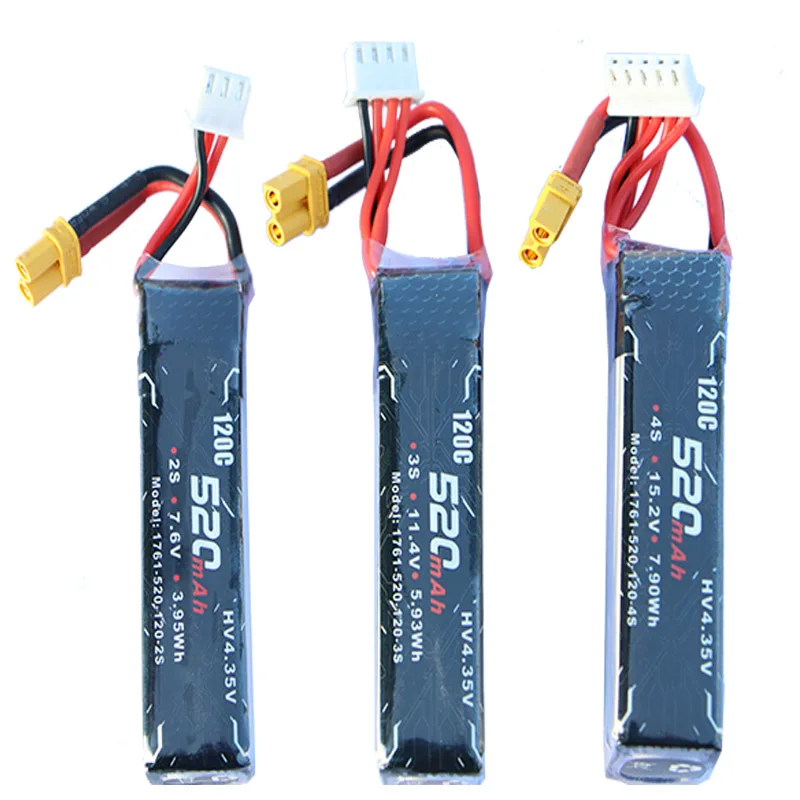 

3S 4S 6S 520mAh HV Lipo Battery 120C 11.4V 15.2V 22.8V XT30 Plug Connector for FPV Racing Drone Frame Kit Tiny Whoop Parts