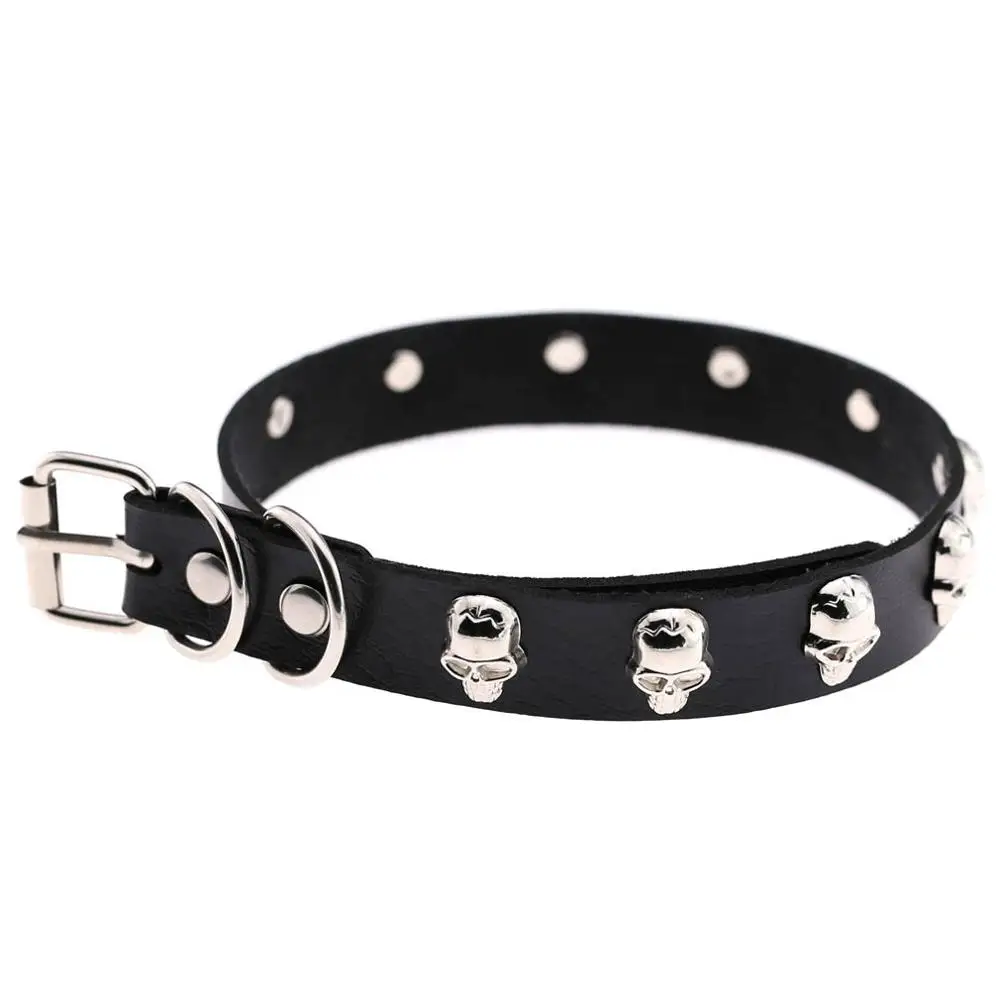 Halloween necklace costume Jewelry Skull Choker Collar Goth Choker Necklace women leather Chocker jewellery