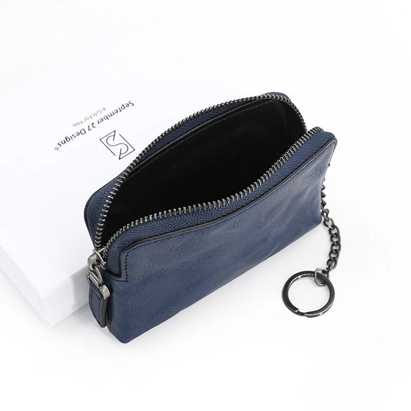 Key Purses Women Genuine Leather Luxury Men Small Zipper Wallets Housekeeper Keychain Cowhide ID Driving License Bag Coin Pouch