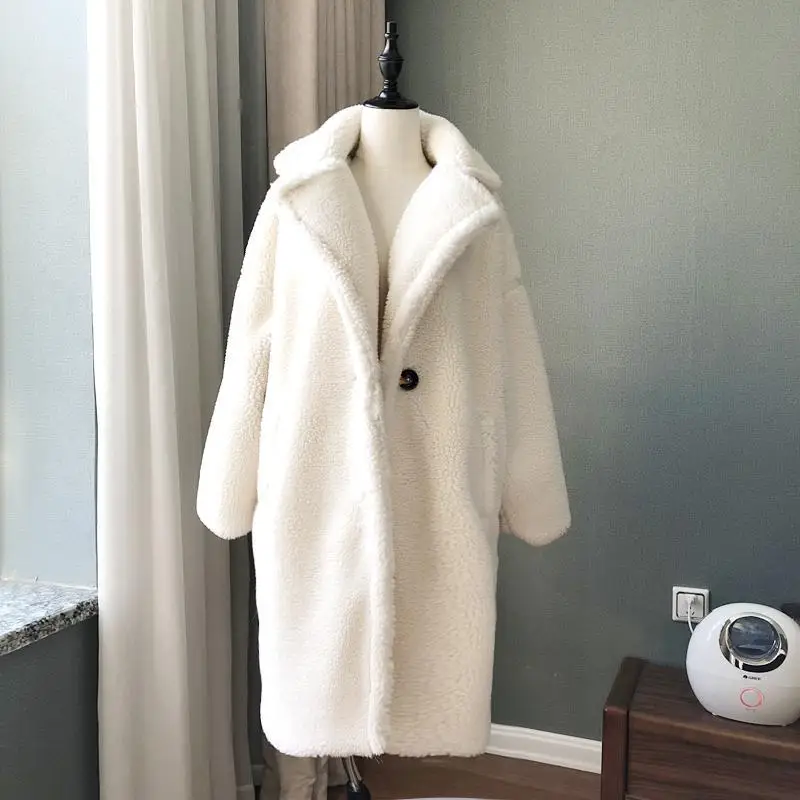 Winter Overcoat Women Faux Fur Coat Luxury Long Fur Coat teddy Jacket Loose Lapel Shaggy Coat Winter Thick Warm Fluffy