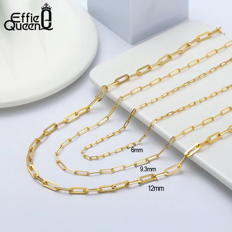 Effie Queen Italian Paperclip Chain Link Necklace 925 Sterling Silver 14k Gold 16