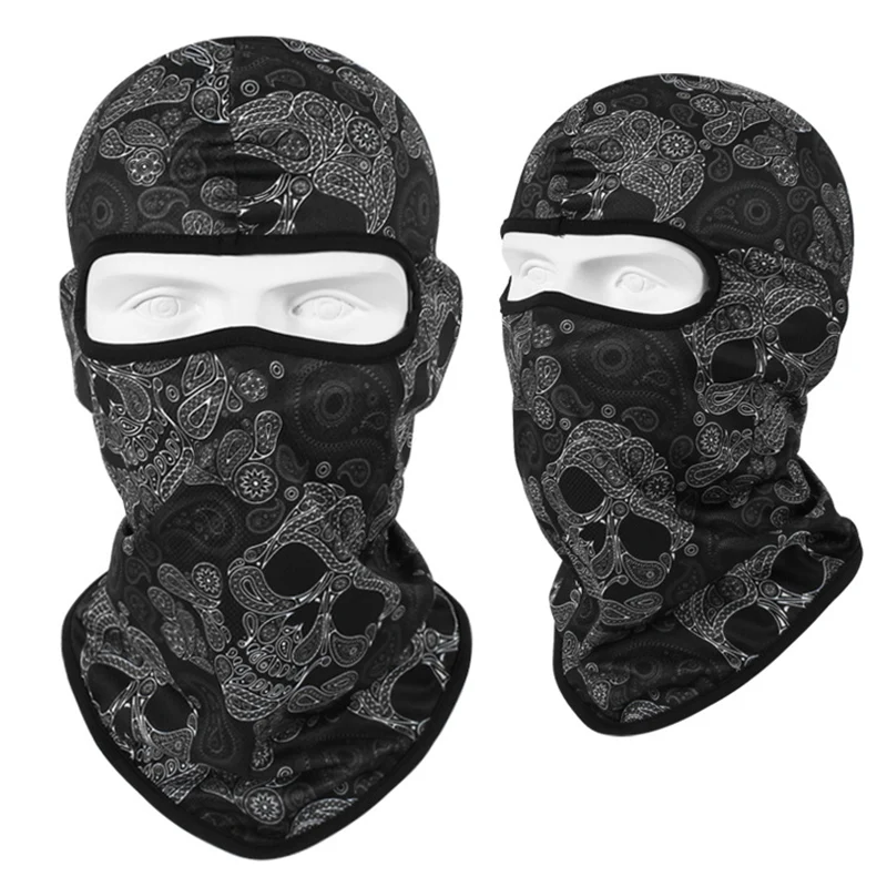 Motorcycle Balaclava Skull Print Moto Full Face Mask Windproof Skiing Head Neck Warmer Cycling Biker Hood Cap Men Helmet Liner