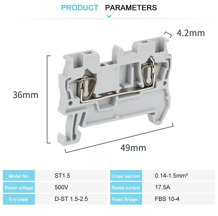 100Pcs ST 1,5 Frühling-käfig Verbindung Feed-Durch Verdrahtung Rückkehr Pull Draht Elektrische Stecker Din Rail Terminal block ST 1,5 – Detail 14