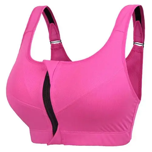 Sujetador deportivo de Color sólido recogido sin anillo de acero, chaleco para correr, Tops con cremallera frontal, ropa interior Sexy a prueba de golpes para mujer
