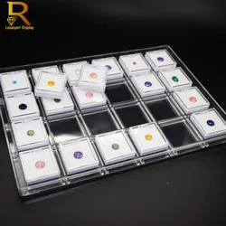 Boîte à bijoux en diamant avec couvercle transparent, 24 pièces, présentoir de bijoux en vrac, boîte de Protection pour le stockage des pierres précieuses