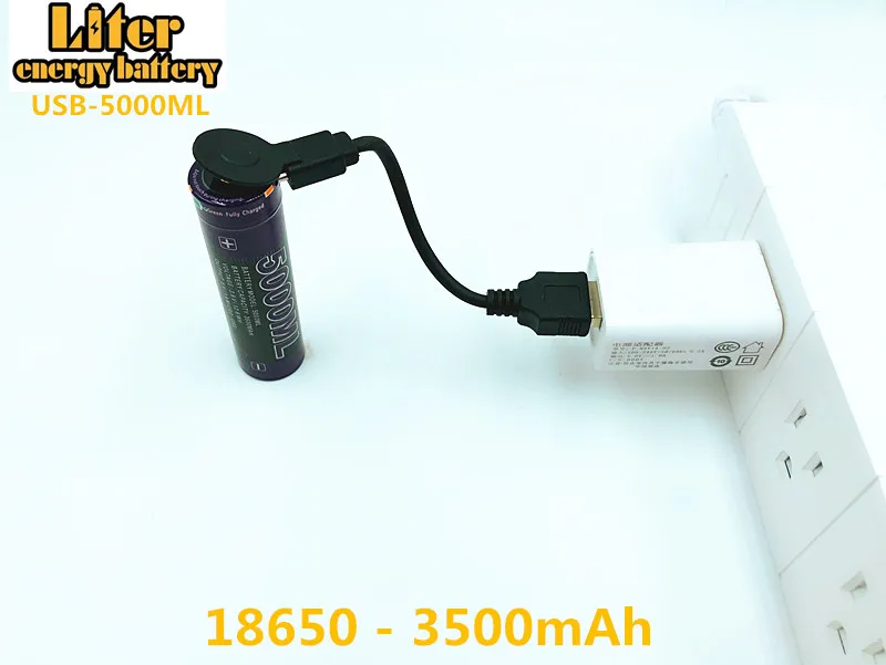 Аккумулятор для ноутбука, 4 шт., литровый аккумулятор, USB 5000 мл, литий-ионный аккумулятор Rechargebale, USB 18650, 3500 мАч, 3,7 в, литий-ионный аккумулятор + usb-провод