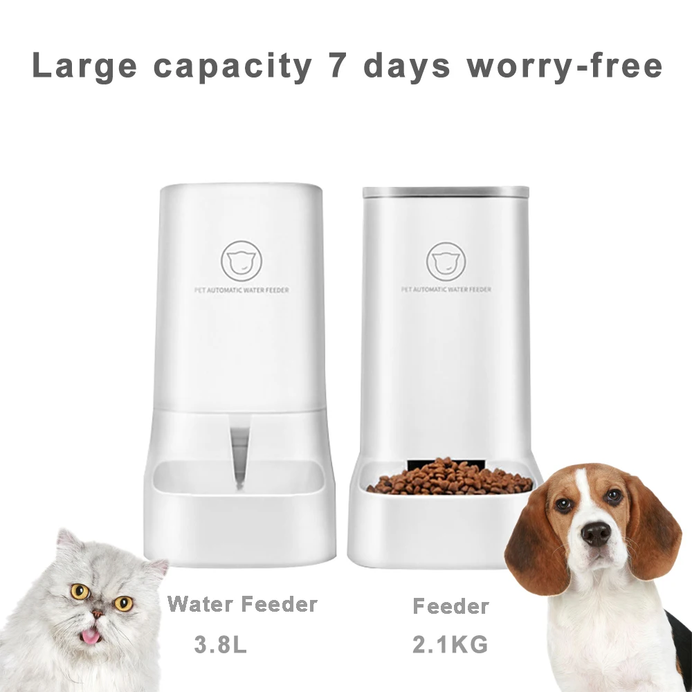 

Large Capacity Cat Automatic Feeder And Drinker Dog Water Dispenser Pet Puppy Waterer Food Bowl Container Auto Feeders For Cats