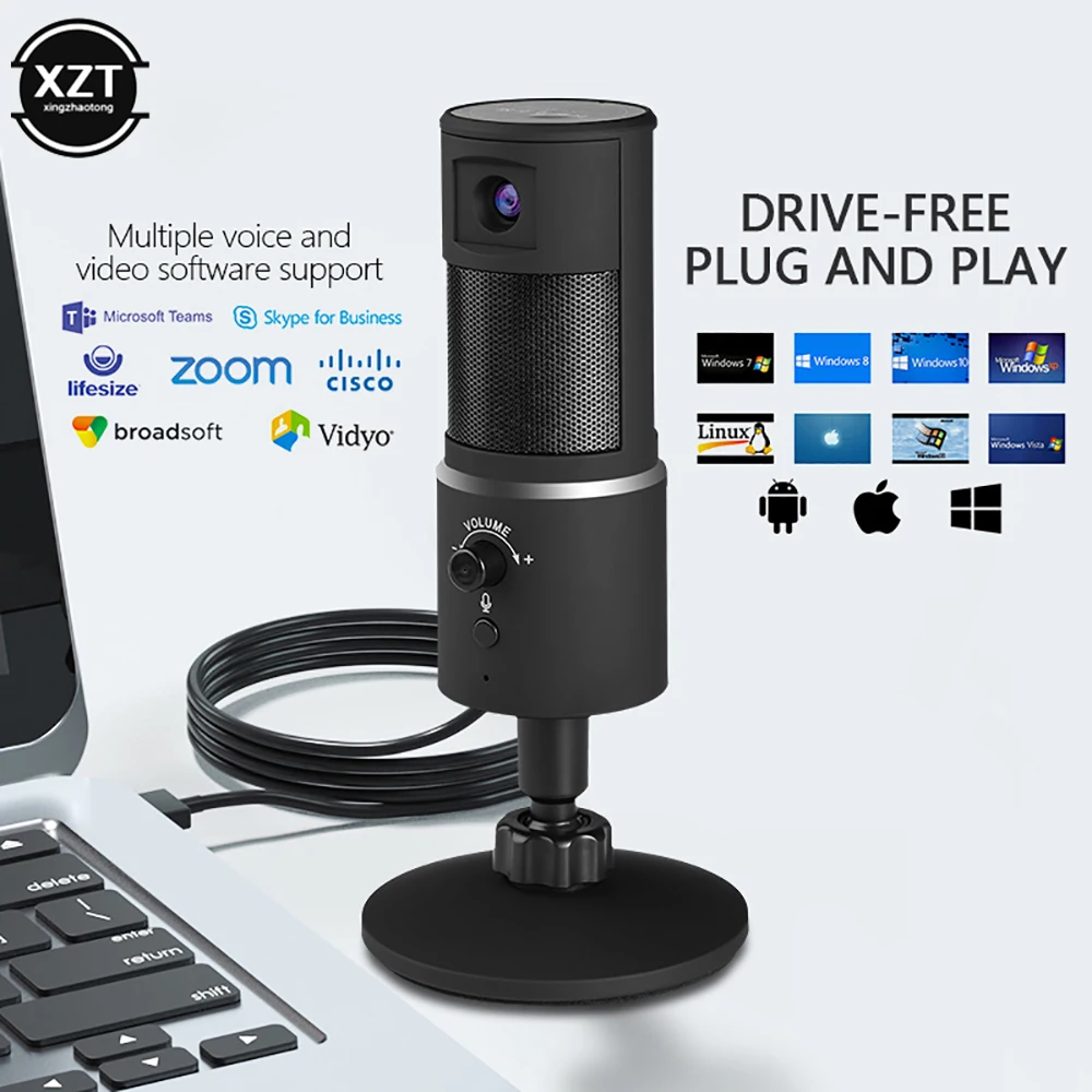 USB Digital Video  Microphone with Webcam 1080P for Laptop PC Recording Streaming Twitch Voice overs Podcasting for Youtube