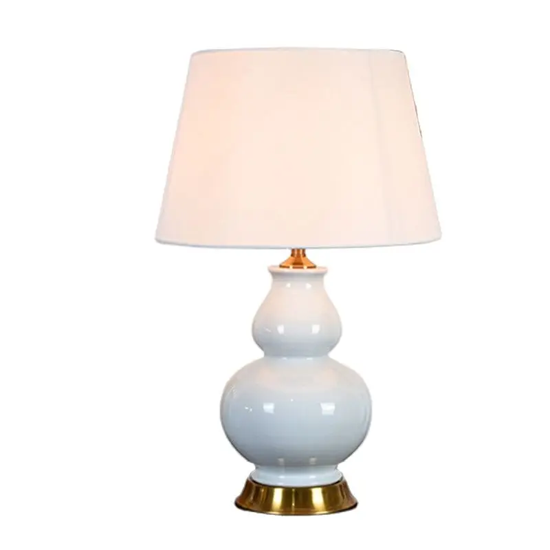 

White Gourd Ceramic Table Lamp Bed Room Living Room Study Modern Fashion Porcelain Desk Reading Light TD084